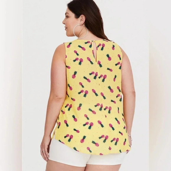 Torrid Yellow Pineapple Georgette Ruffle Tank Blouse Size M Medium 00 - Picture 2 of 6